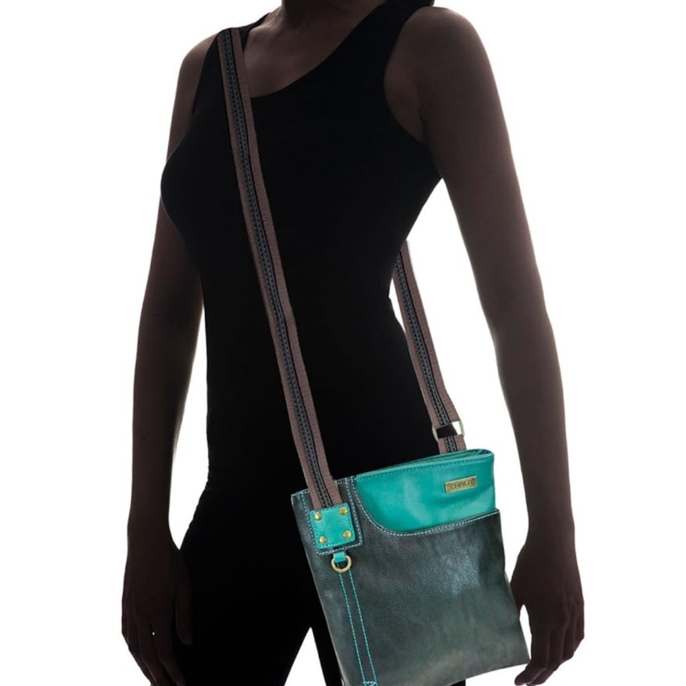 Chala Crossbody Bag Blue and Black with Decorative Charm - Picture 6 of 8